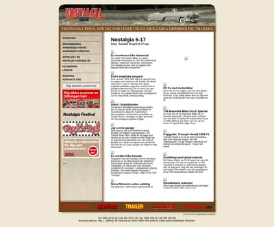 Tidningen Nostalgia, www.nostalgiamagazine.se startsida 2017