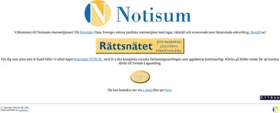 www.notisum.se startsida 1996