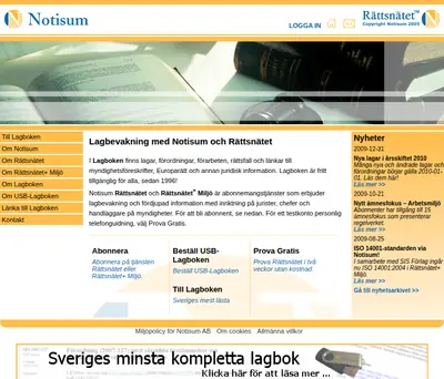 www.notisum.se startsida 2010