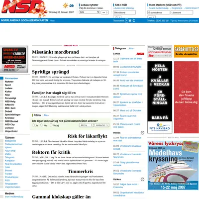 Boden Gratistidning startsida 2007