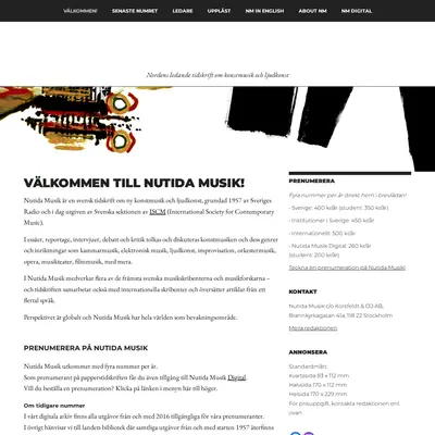 Nutida Musik startsida 2026