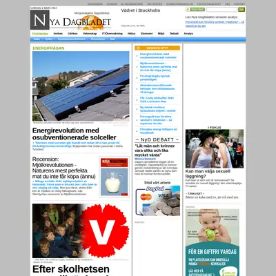 Nya Dagbladet, www.nyadagbladet.se startsida 2013