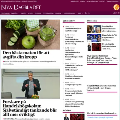 Nya Dagbladet, www.nyadagbladet.se startsida 2023