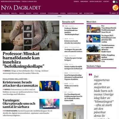Nya Dagbladet, www.nyadagbladet.se startsida 2025