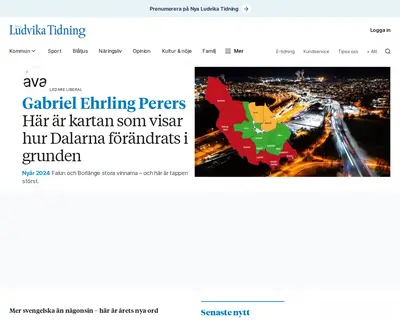 Nya Ludvika Tidning startsida 2025