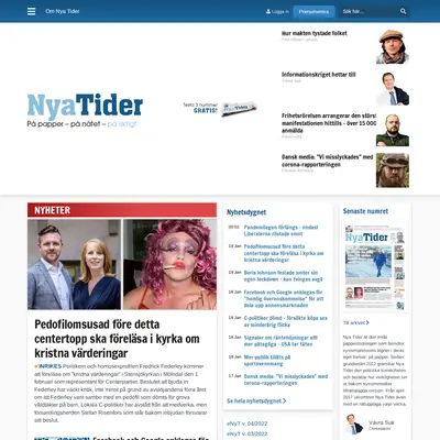 Nya Tider startsida 2022