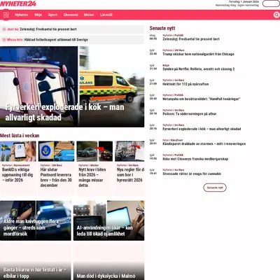 www.nyheter24.se startsida 2026