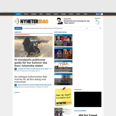 Nyheter Idag, nyheteridag.se startsida 2015