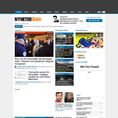 Nyheter Idag, nyheteridag.se startsida 2016