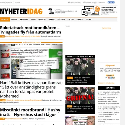 Nyheter Idag, nyheteridag.se startsida 2017