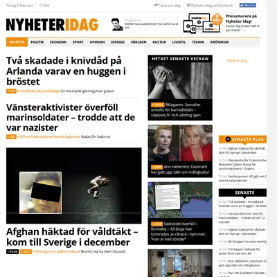 Nyheter Idag, nyheteridag.se startsida 2019