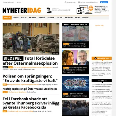 Nyheter Idag, nyheteridag.se startsida 2020