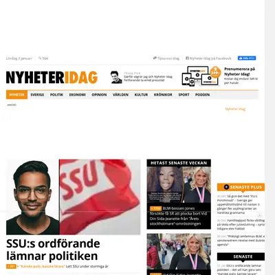 Nyheter Idag, nyheteridag.se startsida 2021