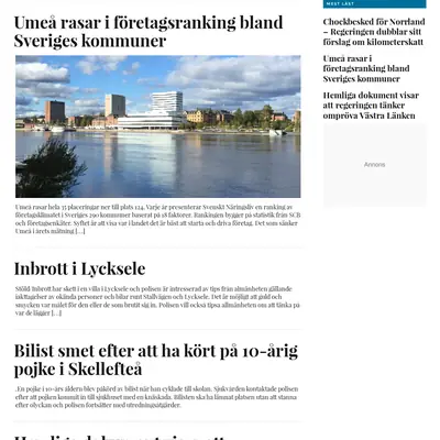 Nyheterivasterbotten.se startsida 2016