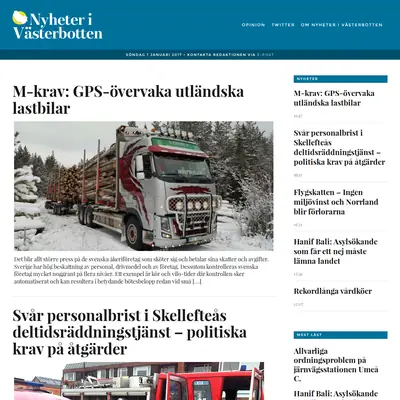 Nyheterivasterbotten.se startsida 2017