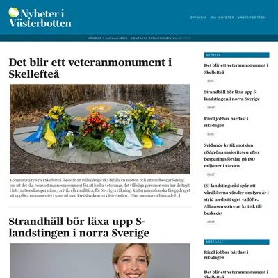 Nyheterivasterbotten.se startsida 2018