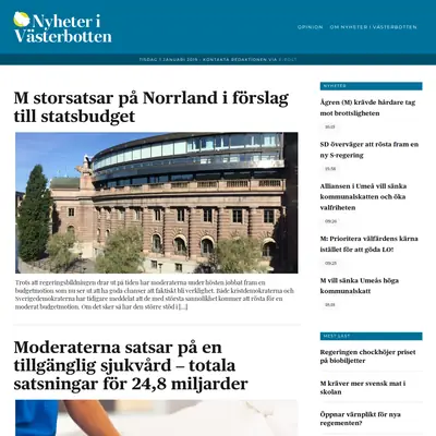 Nyheterivasterbotten.se startsida 2019