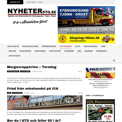 NYHETERsto.se startsida 2018