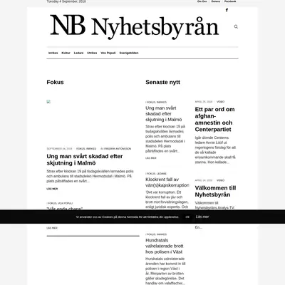 NB Nyhetsbyrån startsida 2018