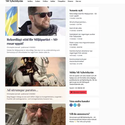 NB Nyhetsbyrån startsida 2023