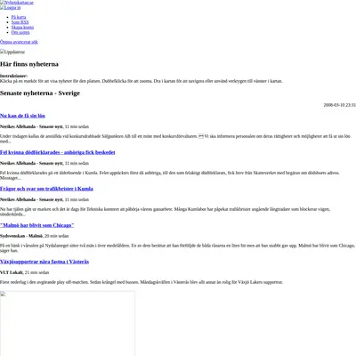 nyhetskartan.se startsida 2008