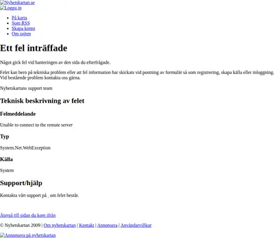 nyhetskartan.se startsida 2009