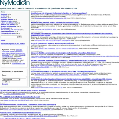 nymedicin.se startsida 2009