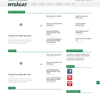 Nysågat, nysagat.se startsida 2021