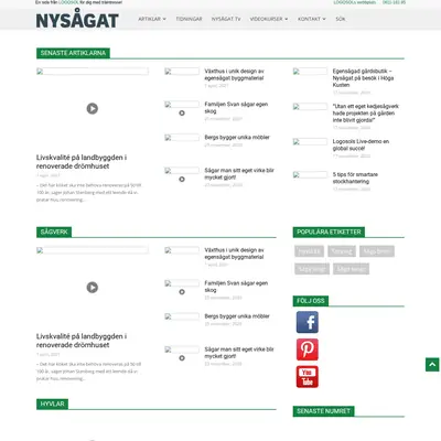 Nysågat, nysagat.se startsida 2022