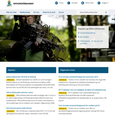Officerstidningen startsida 2016