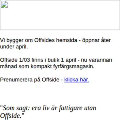 OFFSIDE startsida 2003