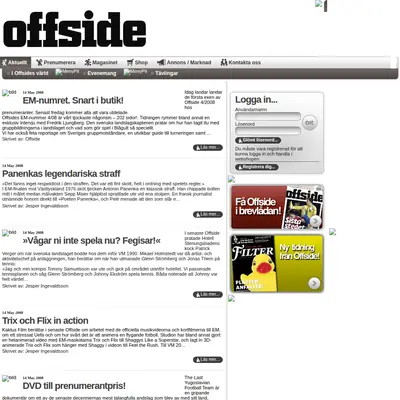 OFFSIDE startsida 2008