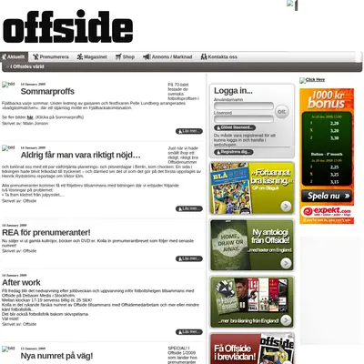 OFFSIDE startsida 2009