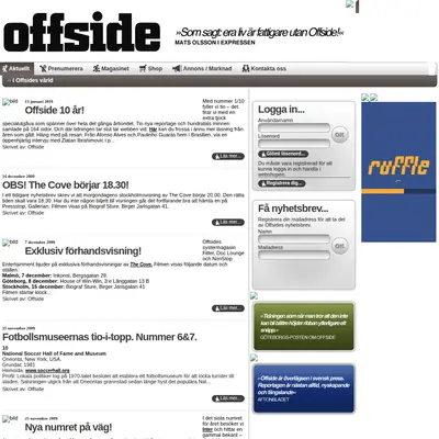 OFFSIDE startsida 2010