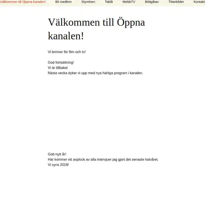 Öppna Kanalen Västerås startsida 2019