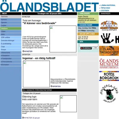 http://olandsbladet.se startsida 2001