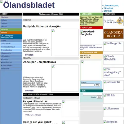 http://olandsbladet.se startsida 2003