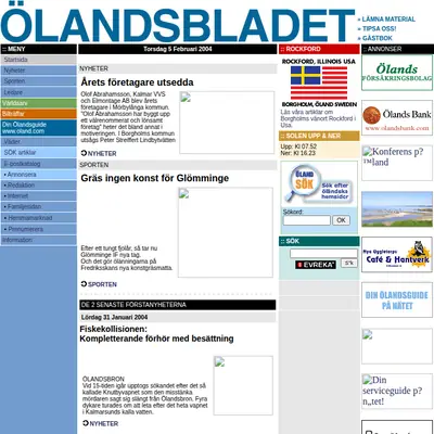 http://olandsbladet.se startsida 2004