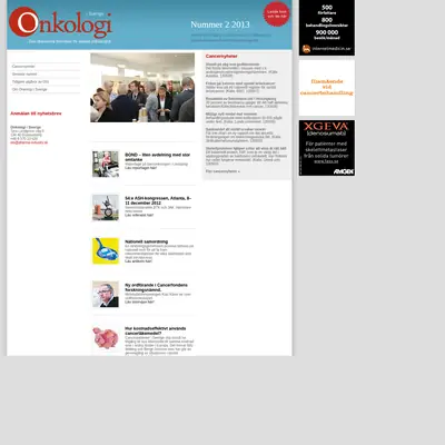 Onkologi i Sverige startsida 2013