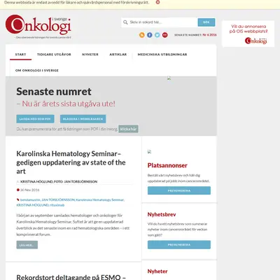 Onkologi i Sverige startsida 2017