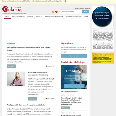 Onkologi i Sverige startsida 2019