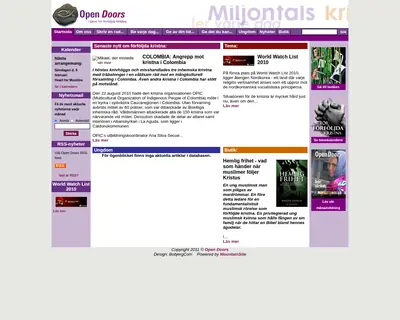 Open Doors startsida 2011