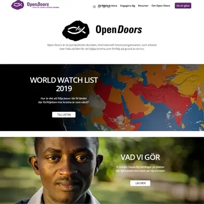 Open Doors startsida 2019