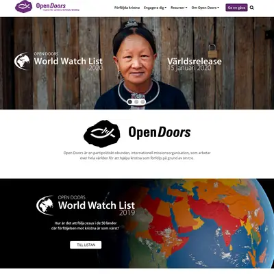 Open Doors startsida 2020