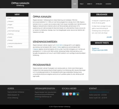 Webb-Tv, www.oppnakanalengoteborg.se startsida 2015
