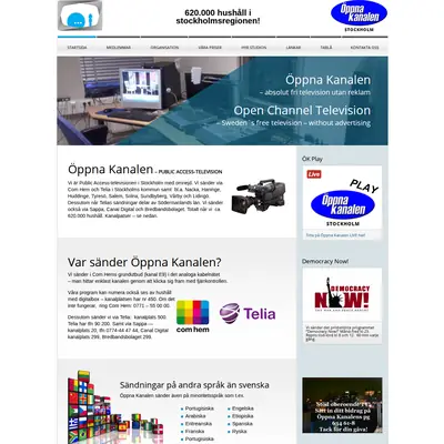ÖPPNA KANALEN STOCKHOLM startsida 2018
