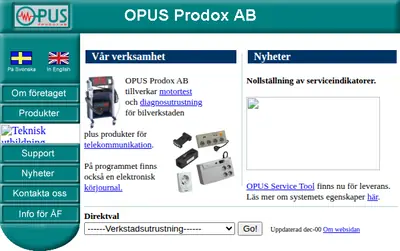 OPUS startsida 2001