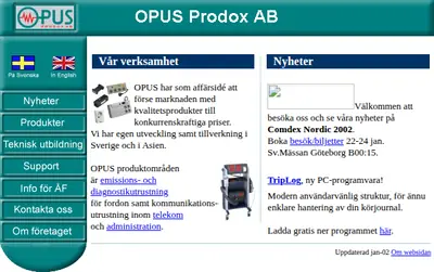 OPUS startsida 2002