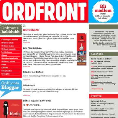 OM, Ordfront magasin startsida 2007