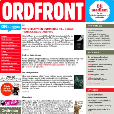OM, Ordfront magasin startsida 2010